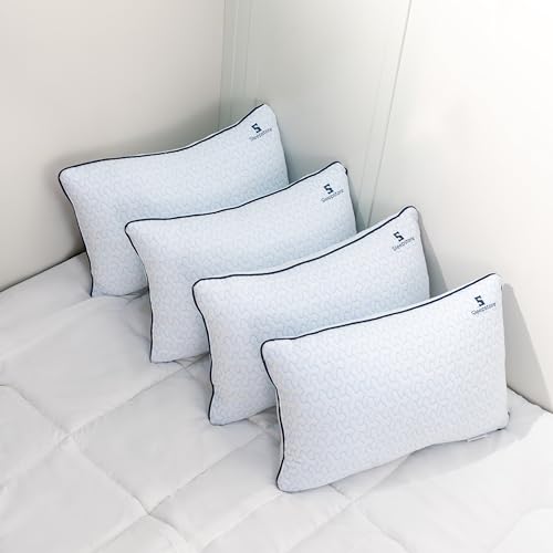 Image of SleepStore Fibrom Cushion Pillow for Relaxing, Pack of 4, 12x18 Inch | Medium Firm Support | Versatile Pillow for Back, Side & Sofa Use | Soft Fiber Foam Comfort