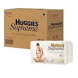 Pañal Huggies Supreme, unisex con 36 pzs, etapa 4, para bebés de hasta 9 a 12 kg. Único clinica y dermatologicamente...