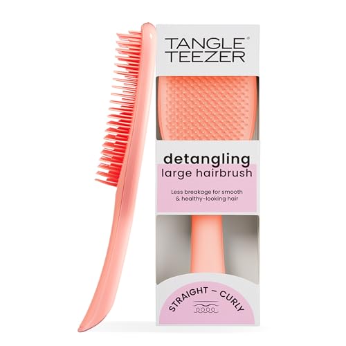 Tangle Teezer Grande Ultimate Detangler - Spazzola Grande Districante capelli spessi, ricci e lunghi - Bagnati e Asciutti - Setole doppie, anti-rottura, scioglinodi - Superficie Ampia - Rosa Pesca