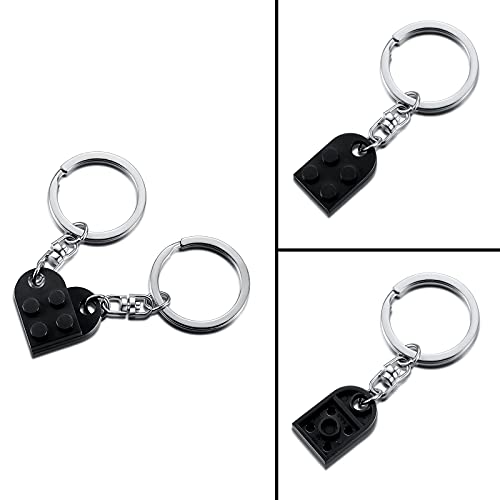 Brick Keychain For Couples Friendship - 2Pcs Matching Heart Colorful Keychain Set For Couples Valentine's Day Bff (Black) #TOP3