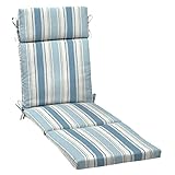 Arden Outdoor Chaise Cushion, 21 in x 72 in, Weather-Proof, Rain-Proof, Fade Resistant Patio Cushion for Chaise Lounger 72 x 21, French Blue Linen Stripe