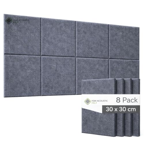 Image of YGM Acoustic Foams Luxury PET Felt Acoustic Self Adhesive Panels, 10 MM Thick, Sound Absorbing Panels for Wall | Room Noise Reducer & Sound Dampening (Midnight Grey, 1x1 Foot - 8 Panels)