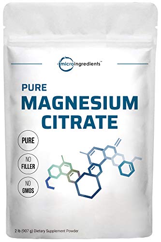 US Origin Pure Magnesium Citrate Powder, 2 Pounds (32 Ounce), Powerfully Supports Cardiovascular Function, Relaxation and Nutrient Utilization, No GMOs and Vegan Friendly
