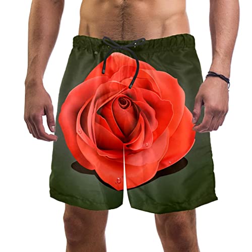 Maillots de bain hommes short de plage séchage rapide JDEZ fleur rose rouge piscine