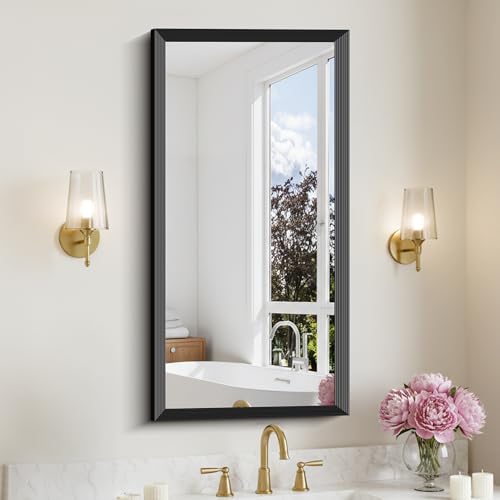 Image of DESBING Bathroom Mirror for Over Sink, 20 inch x 40 inch Black Rectangle Bathroom Mirror