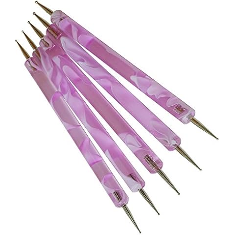 GS-Nails 5 x Doppel Spot Swirl Dotting Tool Marmorierwerkzeug Hell-Lila Cover