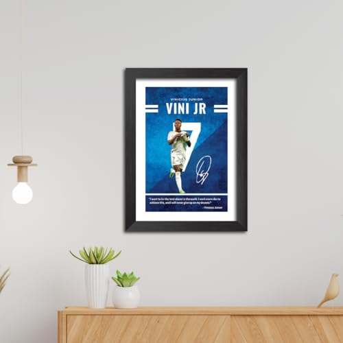 Image of TenorArts Vinicius Jr Quotes Poster Frame Real Madrid Laminated Photo Framed Painting with Matt Finish Black Textures (12 inches x 9inches)