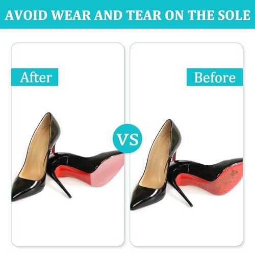 Image of 6 Pcs Non-Slip Shoe Sole Protector for Heels, Self-Adhesive High Heel Pads for Bottom of Shoes, Anti-Slip Protectors (Clear)