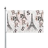 KUPTYEZR Drapeau léger double face - Tour Eiffel de Paris - Drapeau floral - 0,9 x 1,5 m - Avec œillets en métal - Décoration de jardin extérieure