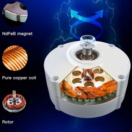 High Efficiency 10000W Gearless Three-Phase AC Generator, 12V-220V Portable Home Power Generator with Base, Hydro Wind Turbine System (Includes Controller)