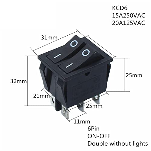 Interruptor de alimentación KCD8 20A125V AC ideal para reemplazar componentes desgastados 3