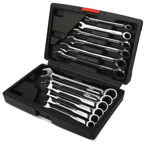 HUIYOPU 12-Piece Ratchet Spanner Set 72-Tooth Quick-Release Wrench Tool Kit 8-19mm Heavy-Duty Chrome Vanadium Steel Hand Tools for Automotive Repair & DIY Fixed