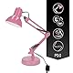 EDO Retro Schreibtischlampe Kinder mit Klemmbar, Nachttischleuchte mit Gelenk-Arm, Arbeitsplatzlampe Rosa PIXI E27 aus Stahl, Schreibtisch-Leuchte mit Flexible Klemme Schwarzer auf Desk Lamp