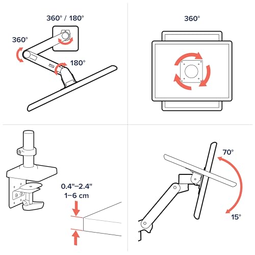 Image of Ergotron - Upgraded LX Pro Premium Monitor Arm, Single Monitor Desk Mount - fits Flat Curved Ultrawide Computer Monitors up to 34 Inches, 4 to 22 lbs, VESA 75x75mm or 100x100mm - Dark Grey