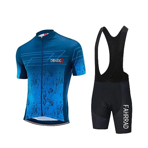 Ropa de Ciclismo para Hombre Maillot MTB Manga Corta y Culotte Ciclista con Badana Gel, Traje de Ciclismo Hombre de Equipos Profesionales (TYP 5,L)
