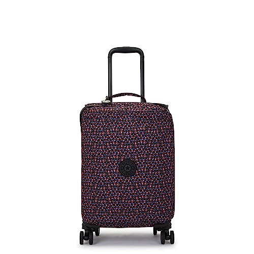 Kipling Bagagem pequena espontânea com rodinhas, Estampa Happy Squares, 13'' x 20.75'' x 8.25'', Kipling Bagagem feminina espontânea pequena e macia com rodinhas giratórias