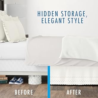 Fresh Ideas Eyelet Bed Skirt, Ruffled Design, 14 Inch Drop, Embroidered Scalloped Edge, Twin, White