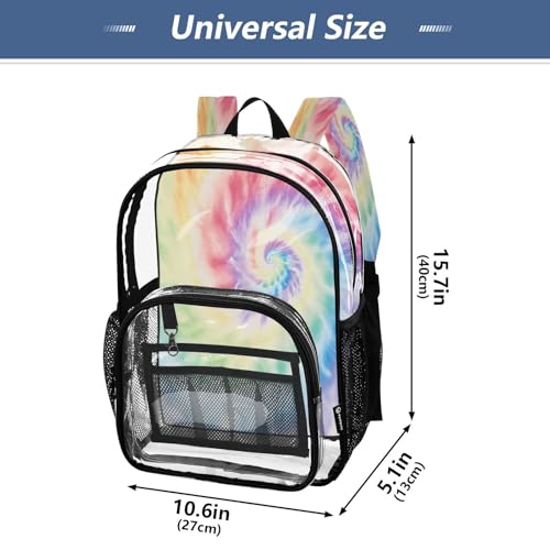 Colored Vortex Clear Backpack - Stadium Approved Large 15.7-inch Waterproof Transparent Bag for Sports, Concerts, Work, Travel#4474