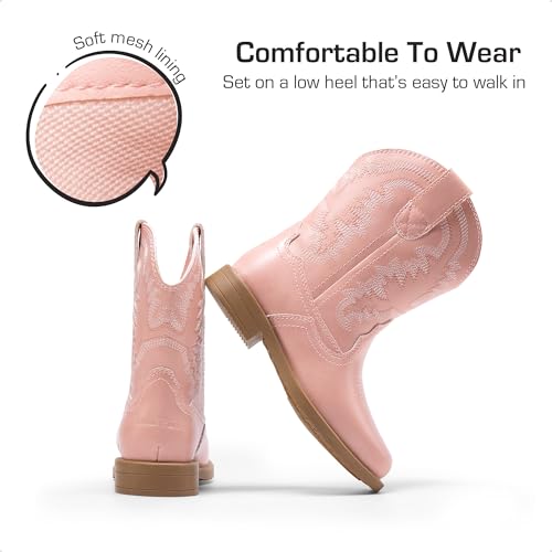 image for DREAM PAIRS Toddler Little Boys Girls Cowboy Boots Kids Western Square