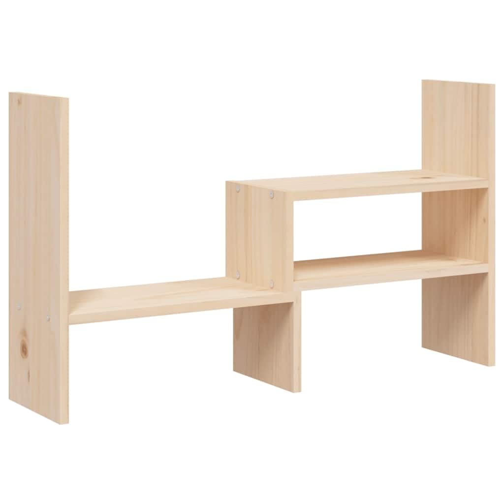 Supporto per monitor in legno di pino massiccio, 39-72 x 17 x 43 cm, regolabile in altezza, con ripiano e cassetto, supporto ergonomico per PC, per ufficio, casa, gaming e laptop