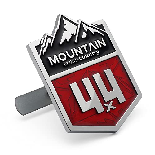 Image of 1X Front Grille Mountain 4x4 Cross Country Metal Car Sticker Off Road Racing Decal Emblem Badge Fits Off-Road Car Truck SUV (Chrome Red)