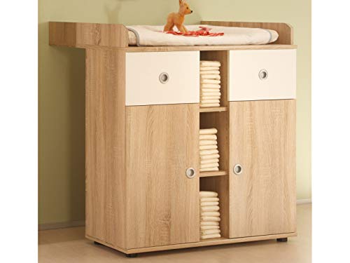 möbelando Wickelkommode Schrank Wickeltisch Kommode Wickelauflage Babyzimmer Floris I