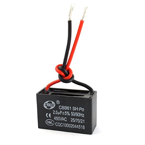 Condensateur CBB61 2uF AC 450V rectangulaire non polaire pour moteur électrique noir