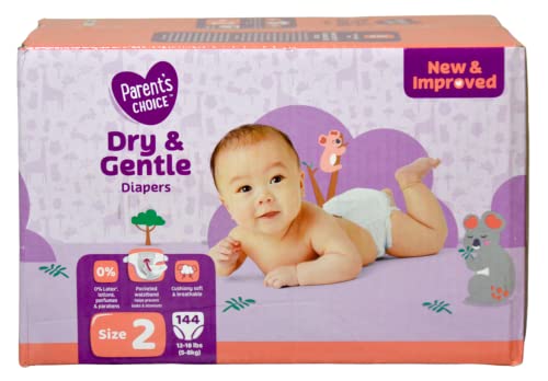 Image of Parent's Choice Diapers, Dry & Gentle Diapers Size 2 (12-18 lbs) - 144 Count