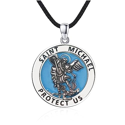 DOTBJ 925 Sterling Silver St Michael Archangel Medal Necklace for Women