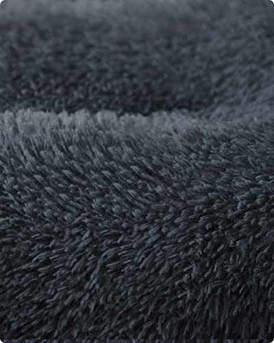 Feandrea Hundebett, Hundekissen, Flauschige Hundematte, Langer Plüsch, 122 x 74 cm, weiche Polsterung, waschbar, multifunktional, dunkelgrau PGW204G02