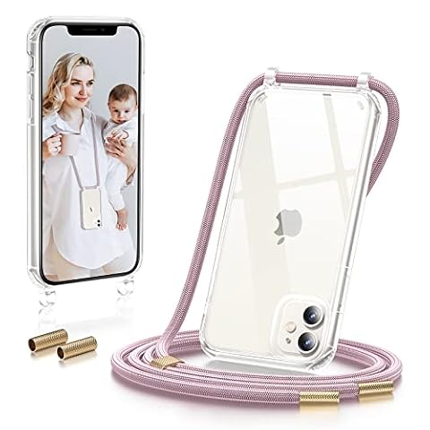 GOODVISH Łańcuszek na telefon komórkowy kompatybilny z Apple iPhone 11 6,1", etui na szyję, etui na telefon komórkowy do zawieszenia, przezroczyste etui ze sznurkiem, etui ochronne ze sznurkiem
