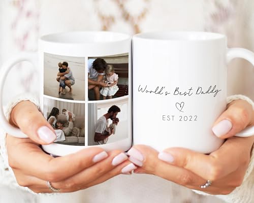 Taza personalizada para papá con collage de fotos miniatura 1