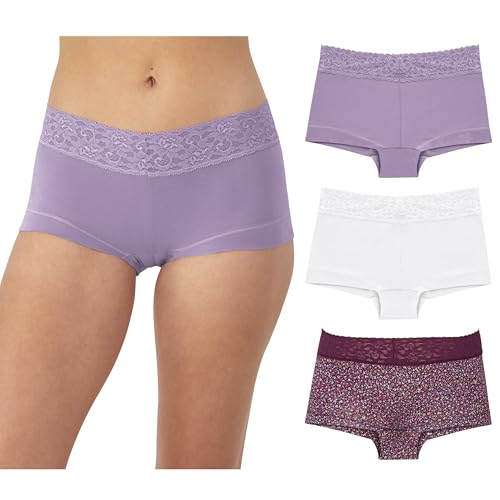 Image of Maidenform Women's Boy Shorts Underwear Pack, Stretch Cotton Boyshort Panties, Underwear for Women, 3-pack
