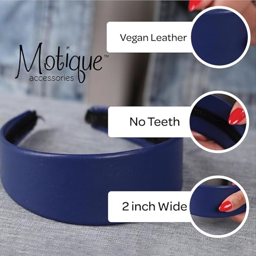 2 Inch Wide Leather Like Headband Solid Hair band for Women and Girls - Bright Red