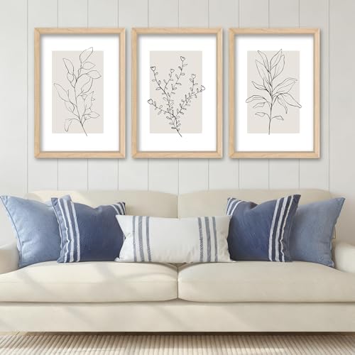 YWJKWLGS Neutral Botanical Prints Framed Wall Art Decor 11x16 Inch