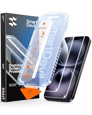 SMARTDEVIL 2 Pack for iPhone 16/ iPhone 15 Screen Protector, 9H Hardness Military Grade Shatterproof, HD Clear Tempered Glass with Auto Dust-Elimination, Bubble Free, Easy Installation, Case Friendly