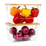 SUNNYNEST 2 Set Stackable Fridge Organisers Pantry Organizers with Lid Multi-Purpose Clear Stackable Kitchen Organizers for Fruit,Onion,Potato,Produce,Vegetables Kitchen Storage - Image 1
