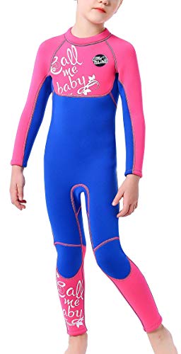 Feoya Kids Wetsuit 3Mm Neoprene Warm Swimsuit For Girls One Piece Sun Protection Diving Suit Long Sleeve Rash Guard Upf 50+ Full Suit Rosy Xxl #TOP5