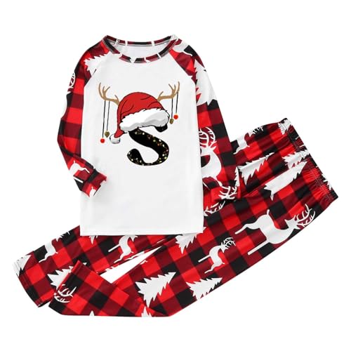 Conjunto de pijama navideño familiar a juego pijamas navideños de invierno de cuello redondo de dos piezas pijama para niños niño manga larga camiseta y pantalones algodón para toda la familia