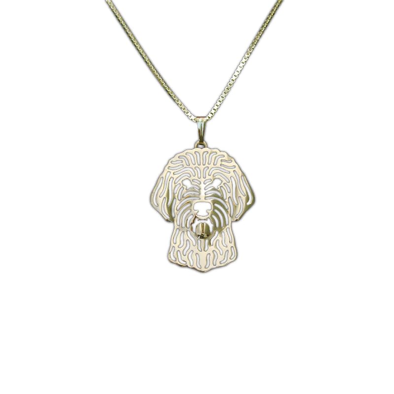 18K Yellow Gold Goldendoodle Pendant Necklace Gift For Dog Lovers Dog Necklace Pet Jewelry Dog Memorial Dog Keepsake Pet Handmade Personalized Animal Jewelry Birthday Custom Jewelry