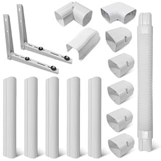 VELSKUD Air Conditioner Split Line Cover Kit with Condenser Bracket for 7,000-24,000 BTU Split Air Conditioner Heat Pump System, 3” W 10Ft, Supports up to 350 lbs.