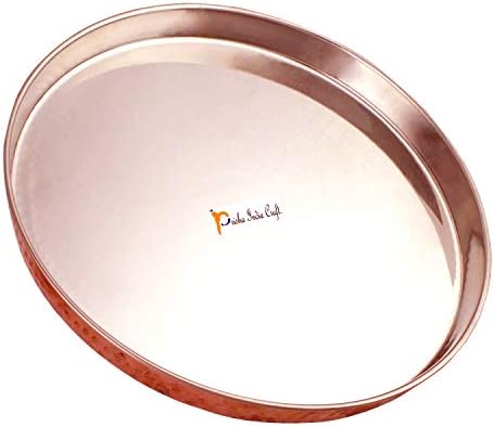 Prisha India Craft Stainless Steel Copper Dinner Thali Set, 48 Pieces, Service for 6 Brown