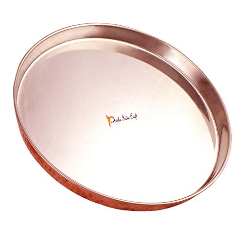 Prisha India Craft Stainless Steel Copper Dinner Thali Set, 48 Pieces, Service for 6 Brown