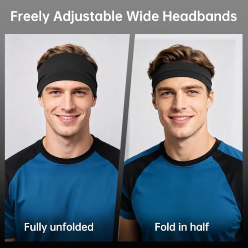 Image of Running Headband for Men and Women - Wide Moisture Wicking Sweatbands for Fitness, Running, Hiking, Cycling, Yoga, Basketball