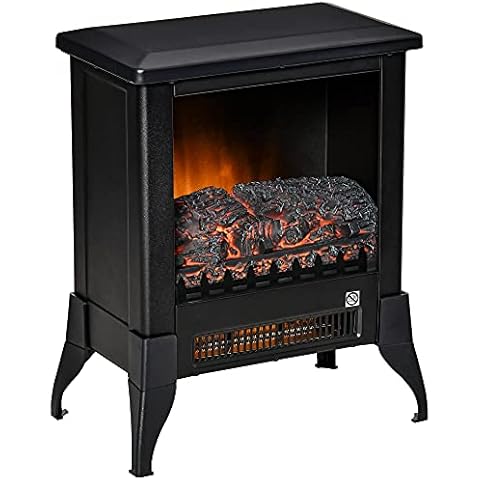 Chimenea Eléctrica HOMCOM 1800-2000W con Llama Simulada y Protección Sobrecalentamiento Cover
