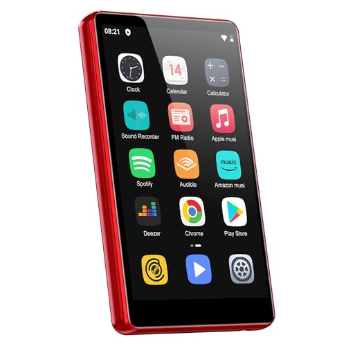 Image of SWOFY 16GB MP3 Player with Bluetooth and WiFi with 2000mAh Lithium-Polymer Battery,Music Player Red
