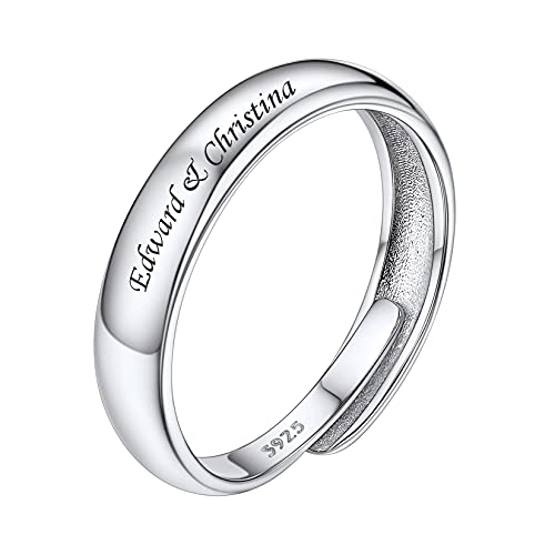 SILVERCUTE 925 Sterling Silver Band Rings Cat Rings for Women,Adjustable 925 Silver/18K Gold Plated Band Ring,Cat/Panda Ring 4mm Band Ring-Silver (Cus