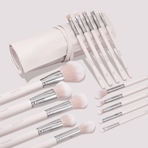 ColourPop Stone Cold Brush Roll Face & Eye Brush Set - Face & Eye Makeup Brush Set - Made with Luxe Synthetic Vegan Bristles - Includes Holder (15 Count) - Thumbnail 3