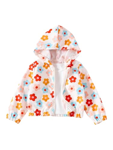 Verdusa Toddle Girl's Cute Floral Zip Up Jacket Vacation Lightweight Outerwear