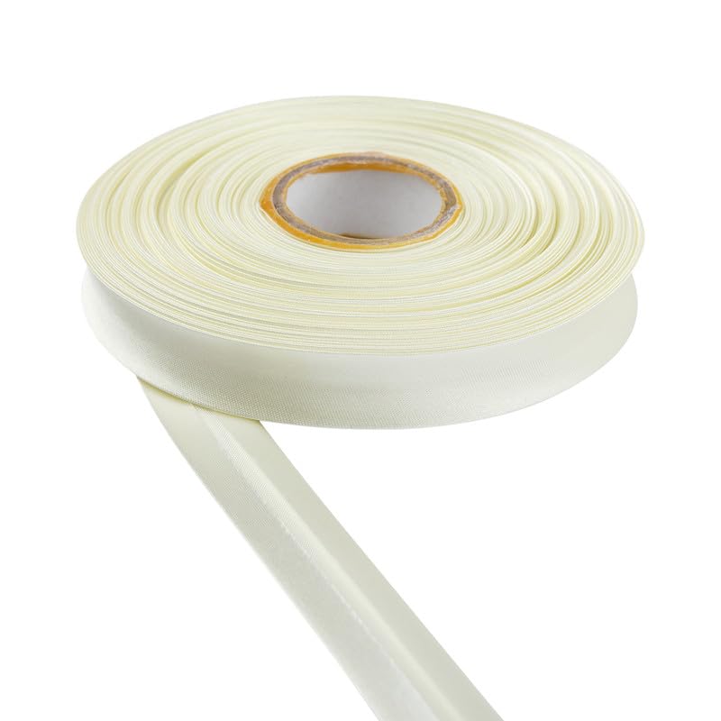 Satin Bias Binding Tape for Bunting Craft Art Piping Hemming Binding Seams Finishing Raw Edges DIY Garment and Trimming Sewing Quilting Apparel Decoration (Ivory,5m)